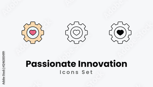 Passionate Innovation Icons thin line and glyph vector icon stock illustration
