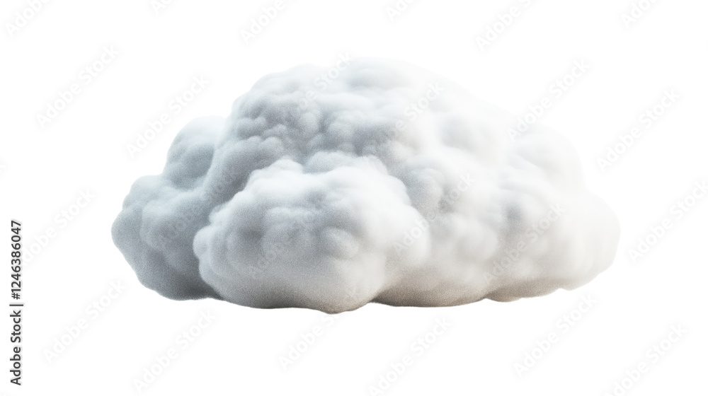 Soft White Cumulus Cloud with Shaded Shadows Isolated on Transparent Background Soft White Cumulus Cloud with Shaded Shadows Isolated on Transparent Background