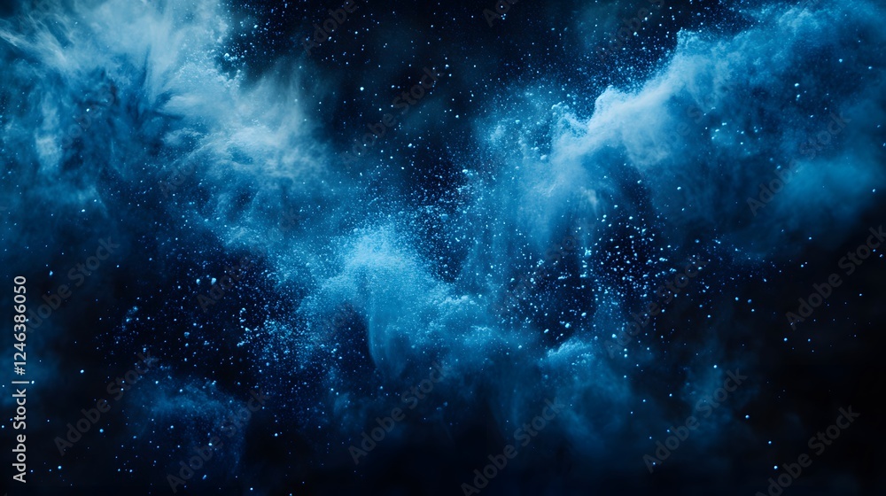 Fototapeta premium Vibrant blue powder explosion on a black background 
