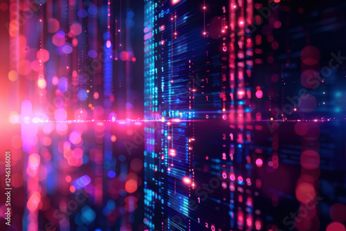 Wallpaper Mural Vibrant technology background showcasing data visualization in neon colors for website design and digital media Torontodigital.ca