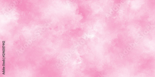 Soft and cloudy watercolor stain of pink paint texture, brush painted watercolor abstract painting background, fresh and blurry pink cloud sky, Pink backgrounds watercolor vintage grunge texture.
