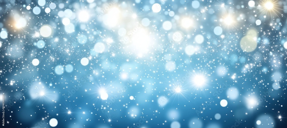 Abstract Glittering Blue Background With Bokeh And Falling Snow. Festive Christmas Holiday Backdrop Abstract Glittering Blue Background With Bokeh And Falling Snow. Festive Christmas Holiday Backdrop