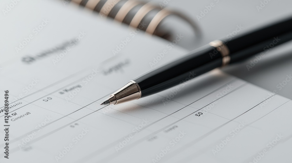 Close-up pen on weekly planner; desk background; planning concept Close-up pen on weekly planner; desk background; planning concept