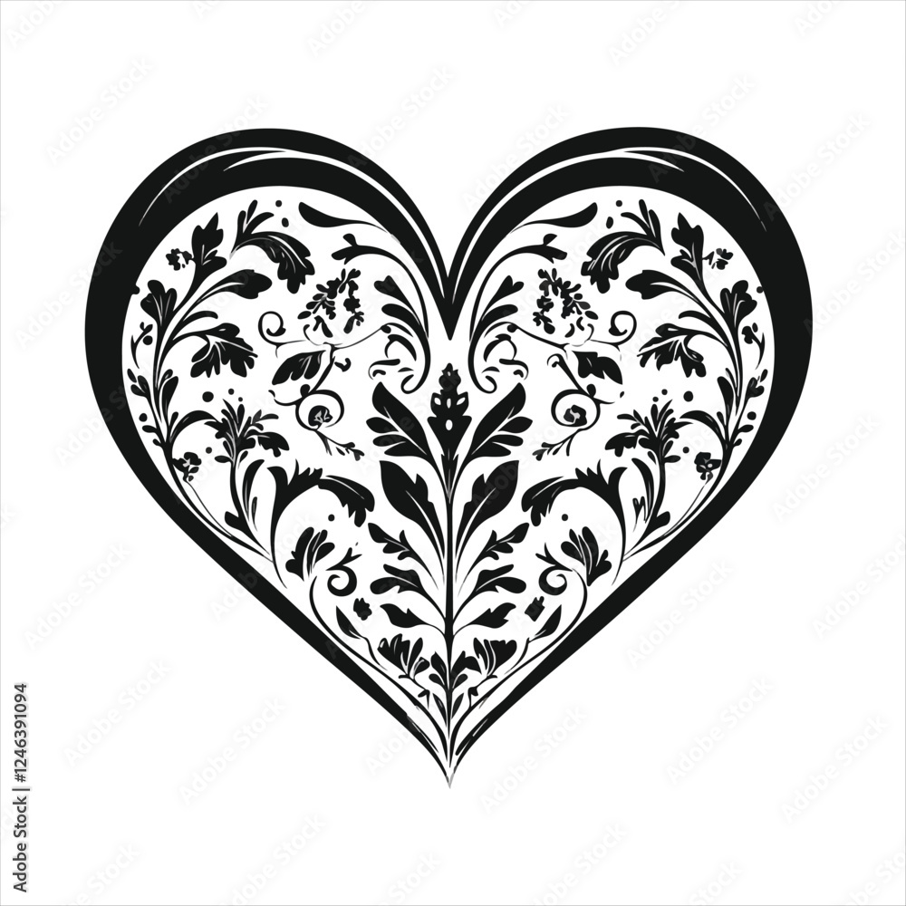 heart with floral pattern heart with floral pattern