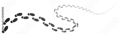 Step footprints paths. footstep prints and shoe steps . shoe tread footprints vector illustration isolated on white background.