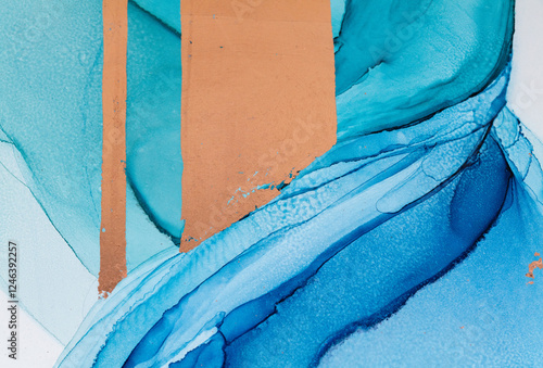 Luxury abstract fluid art painting background alcohol ink technique black and gold 