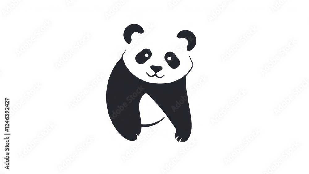 Naklejka premium Panda minimalist logo.