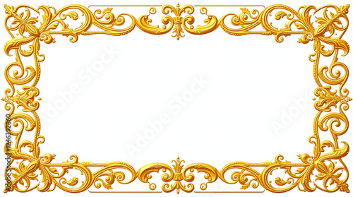 AI generative. Gold frame border royal swirl of vintage style for certificate, card, wedding, menu and picture. Illustration background 1