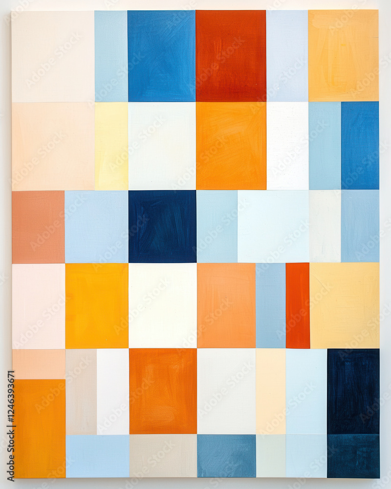 Fototapeta premium Minimalist geometric abstraction with soft neutral colors and vibrant hues