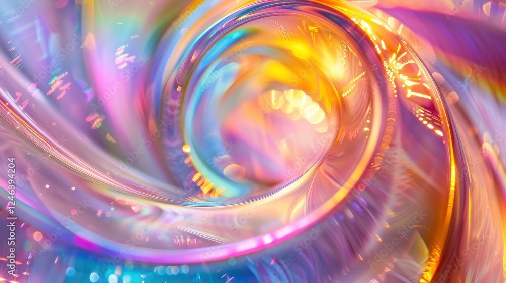 Colorful abstract swirl with vibrant light reflections and soft bokeh effects in a dreamy background Colorful abstract swirl with vibrant light reflections and soft bokeh effects in a dreamy background