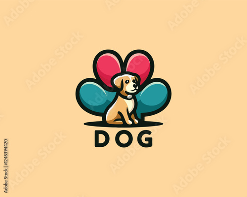 Cartoon Dog Logo Design Icon Symbol Vector Illustration.