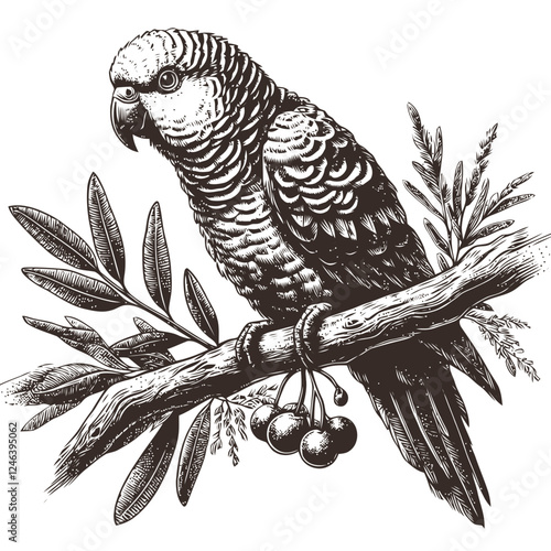black and white parrot