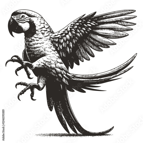 black and white parrot