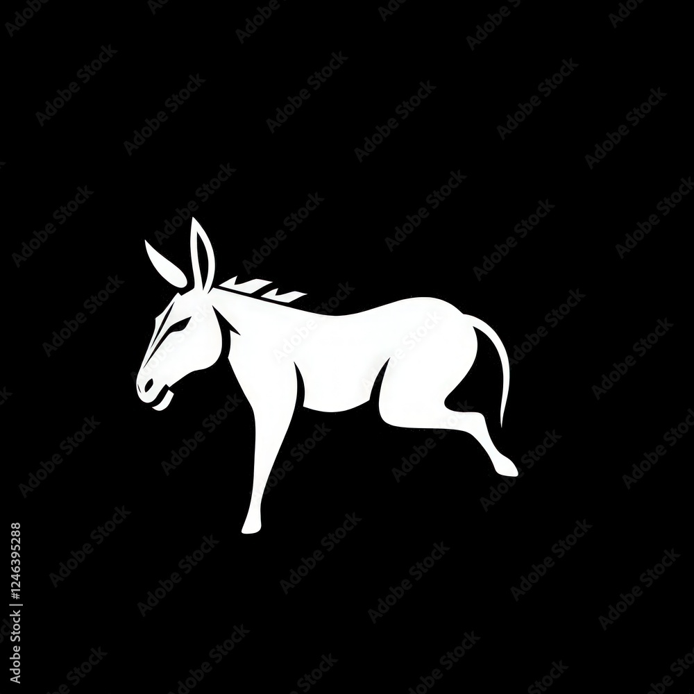 Fototapeta premium Donkey or Keledai minimalist logo.
