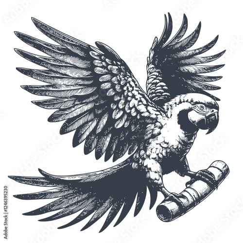 black and white parrot