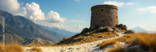 Turm aus nat?rlichen Steinen mit Sand in der Umgebung, Felsen, Innenraum photo