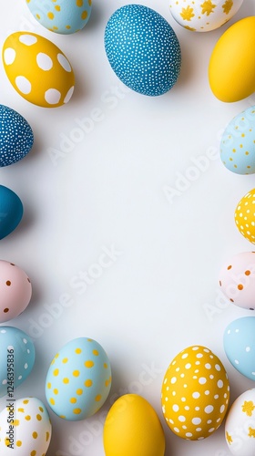 Minimalist Easter Day Dragon Inspired Decor with Colorful Eggs and White Background