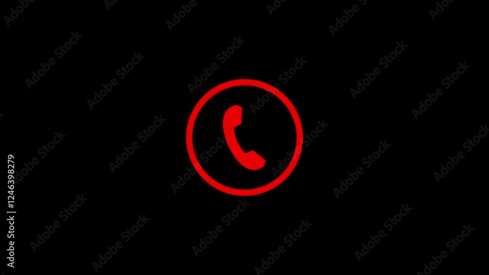 Telephone icon animation on the black background 4k animated