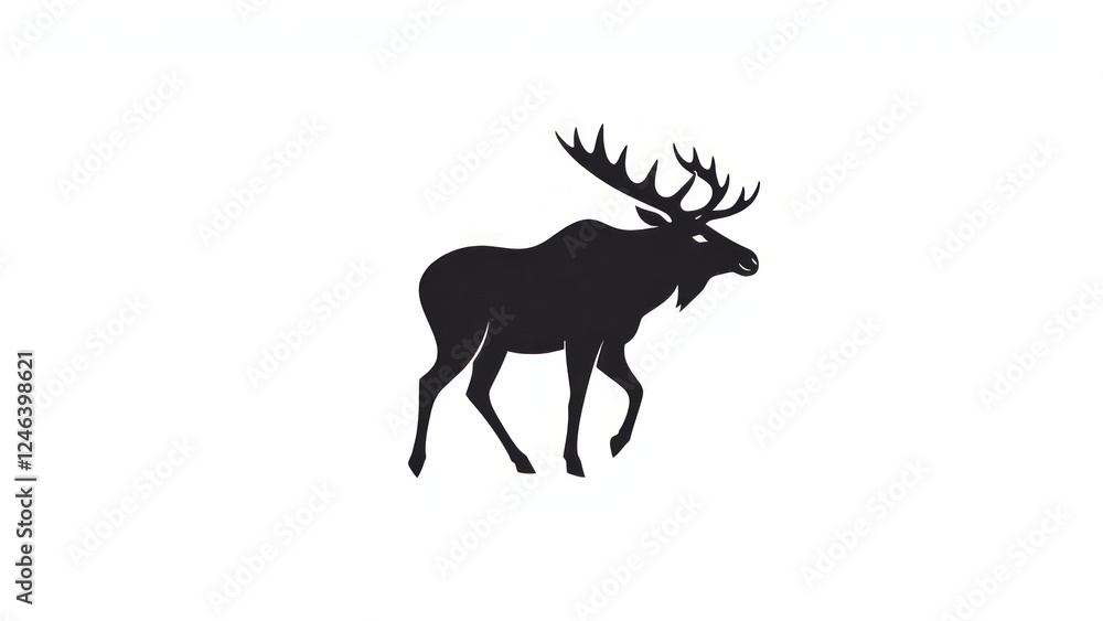 Fototapeta premium Moose or Rusa besar minimalist logo.