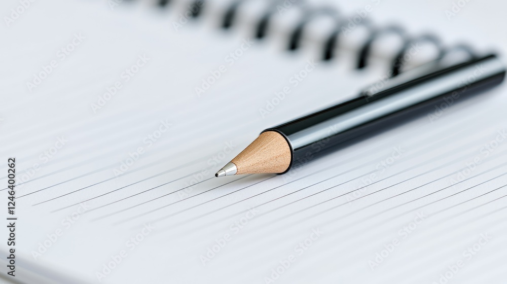 Close-up of pencil on notepad; planning, writing