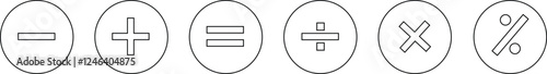 math icon set, arithmetic plus minus equals multiply and divide signs on transparent background. isolated vector symbols of mathematics. Calculator button, business finance concept in flat designs
