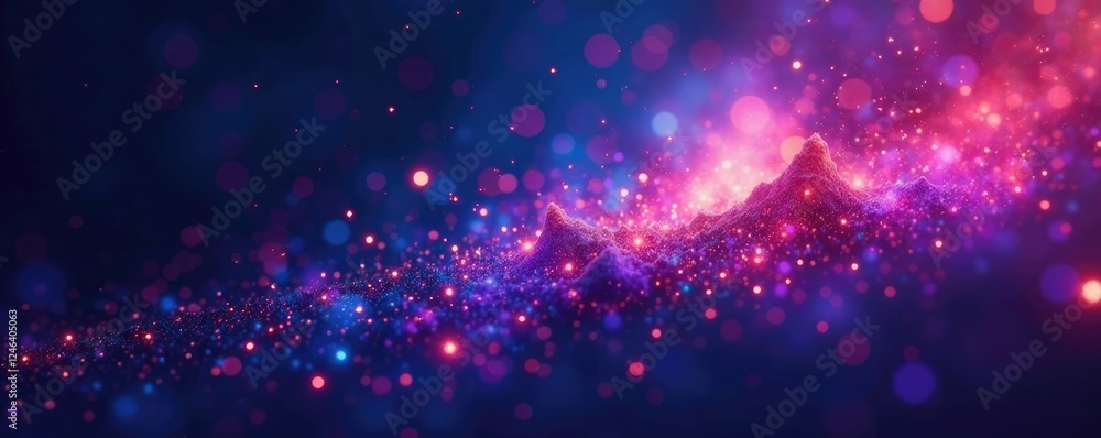 Fototapeta premium Galaxy background with sparkling stardust and neon lights, Space, Stardust, Galaxy