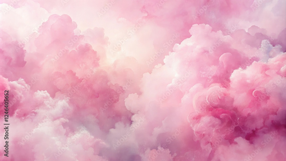 Pink background with abstract shapes resembling clouds or misty fog, created using watercolor brushstrokes, soft pink, feathery, ethereal, dreamy, cloud Pink background with abstract shapes resembling clouds or misty fog, created using watercolor brushstrokes, soft pink, feathery, ethereal, dreamy, cloud