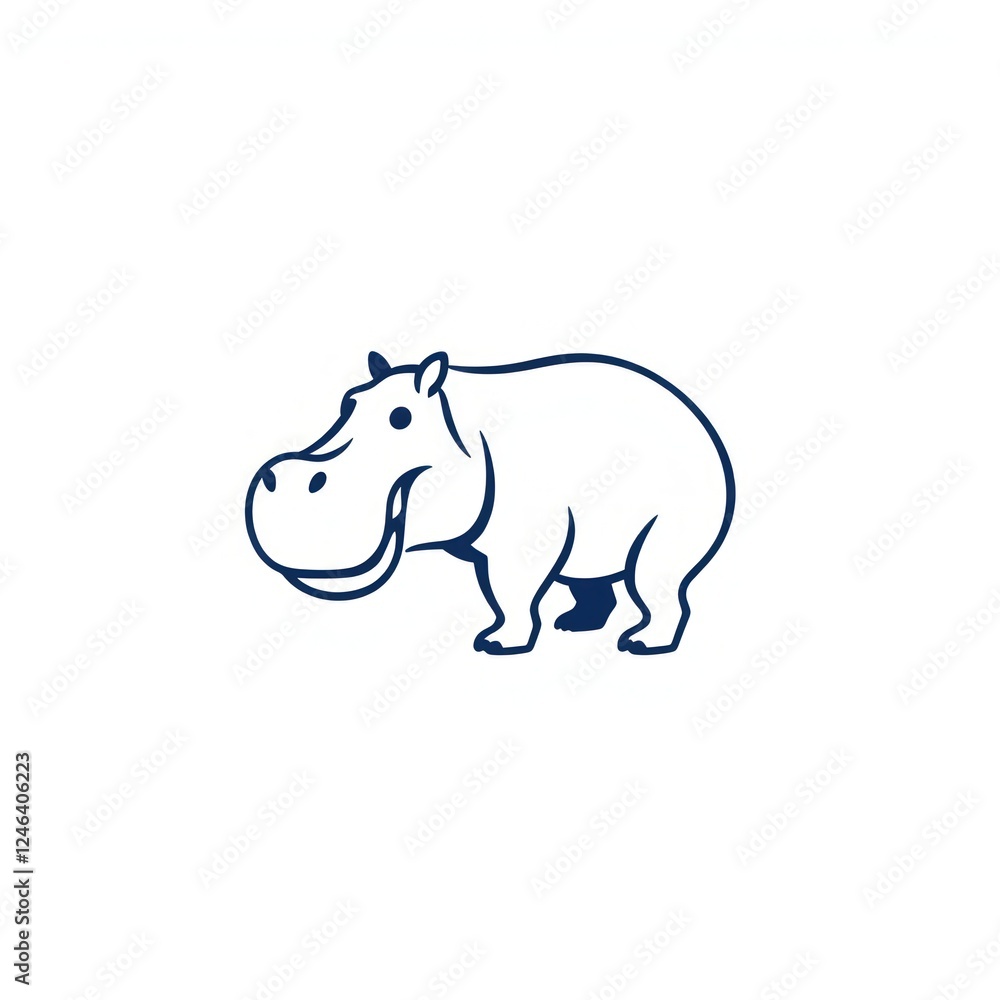 Hippopotamus or Kuda nil minimalist logo. Hippopotamus or Kuda nil minimalist logo.