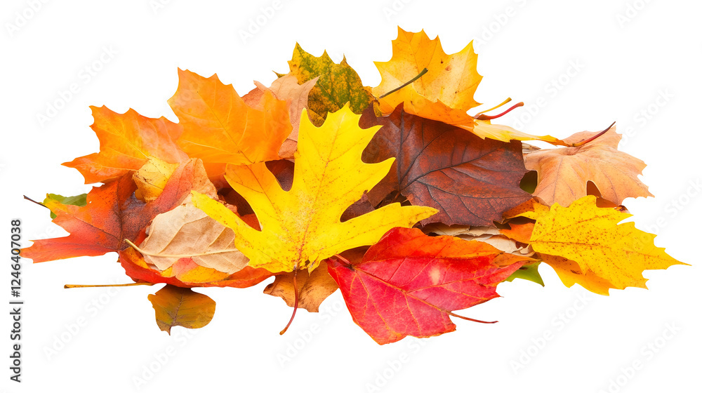 Pile of autumn colored leaves isolated on white background Pile of autumn colored leaves isolated on white background