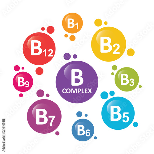 Vitamin B complex droplet, chemical formula from nature.