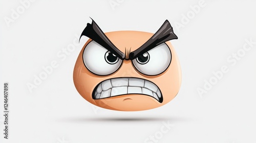 Angry face with exaggerated expression illustrating strong emotion