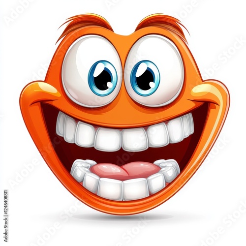 Wallpaper Mural Happy Cartoon Face with Big Eyes and Wide Grin on White Background Torontodigital.ca