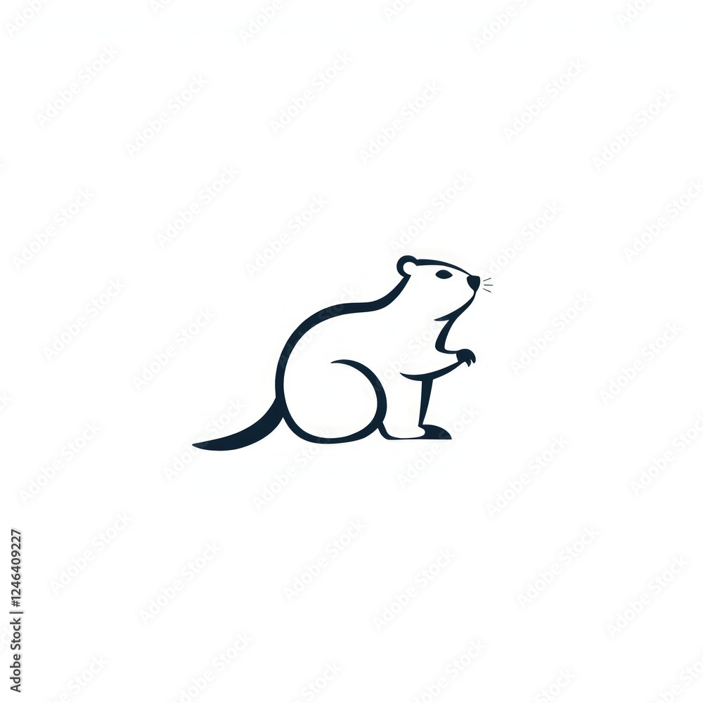 Fototapeta premium Beaver or Berang-berang minimalist logo.