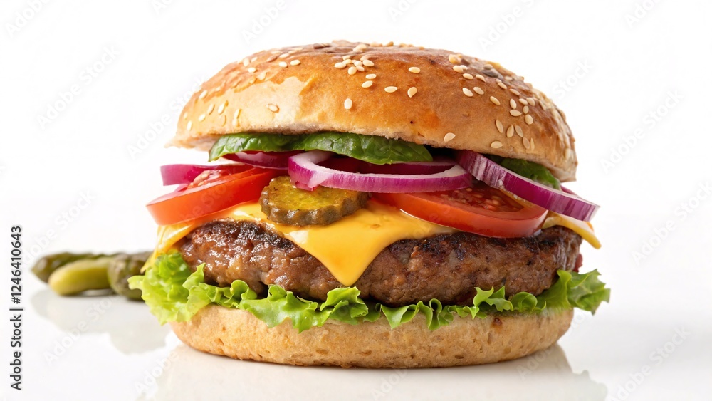 Delicious Cheeseburger with Fresh Toppings Delicious Cheeseburger with Fresh Toppings