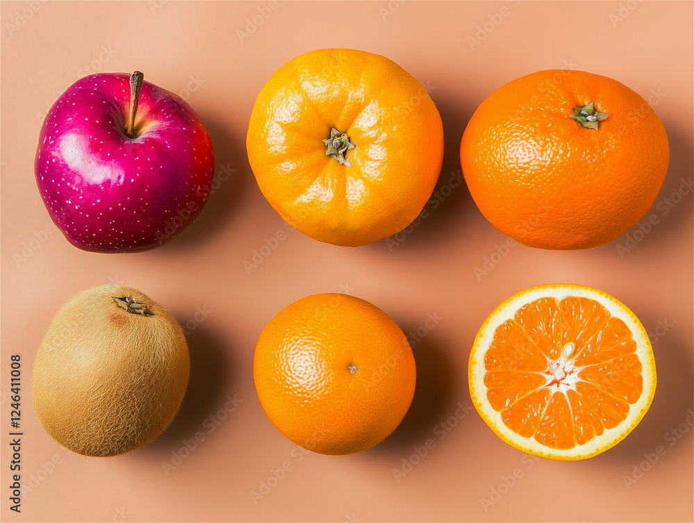Food image: fresh fruits artistically displayed on a bold backdrop. Food image: fresh fruits artistically displayed on a bold backdrop.