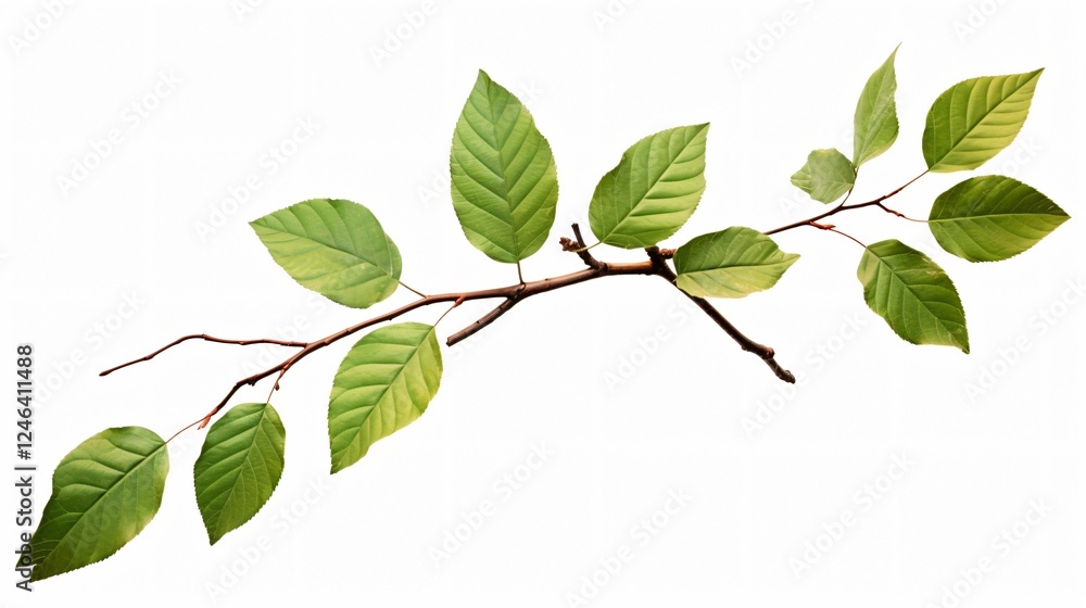 Detailed Branch with Leaves Showing Texture, Veins, and Cells for Natural Backgrounds and Botanical Illustrations Detailed Branch with Leaves Showing Texture, Veins, and Cells for Natural Backgrounds and Botanical Illustrations