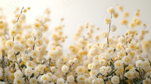 Delicate Creamy Yellow Flowers Soft Bloom Background Floral Spring Texture Nature Botany Photography