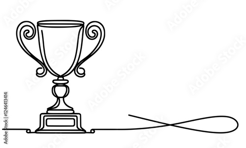 Draw one continuous line of a trophy 