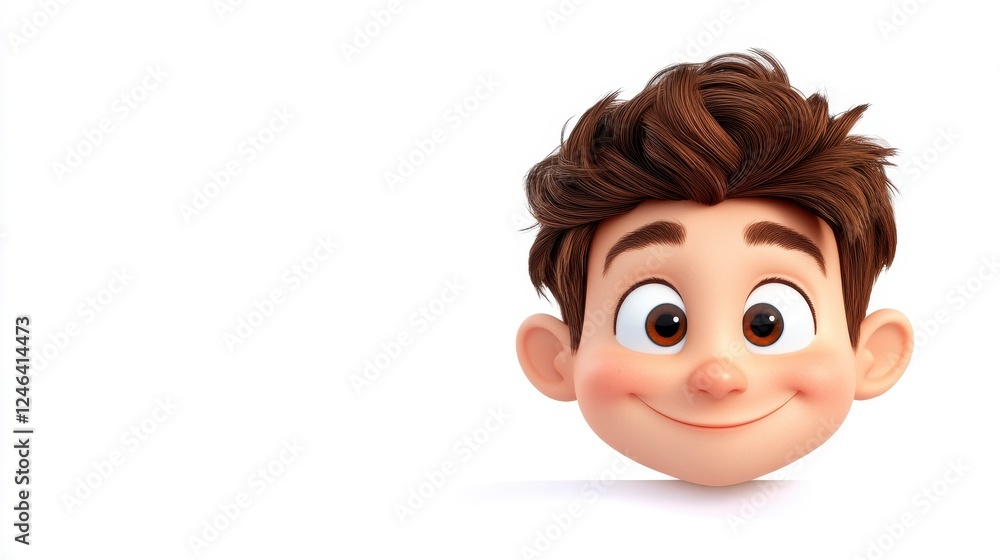 Cheerful Animated Boy Character with Bright Expressions and Warm Smile Cheerful Animated Boy Character with Bright Expressions and Warm Smile