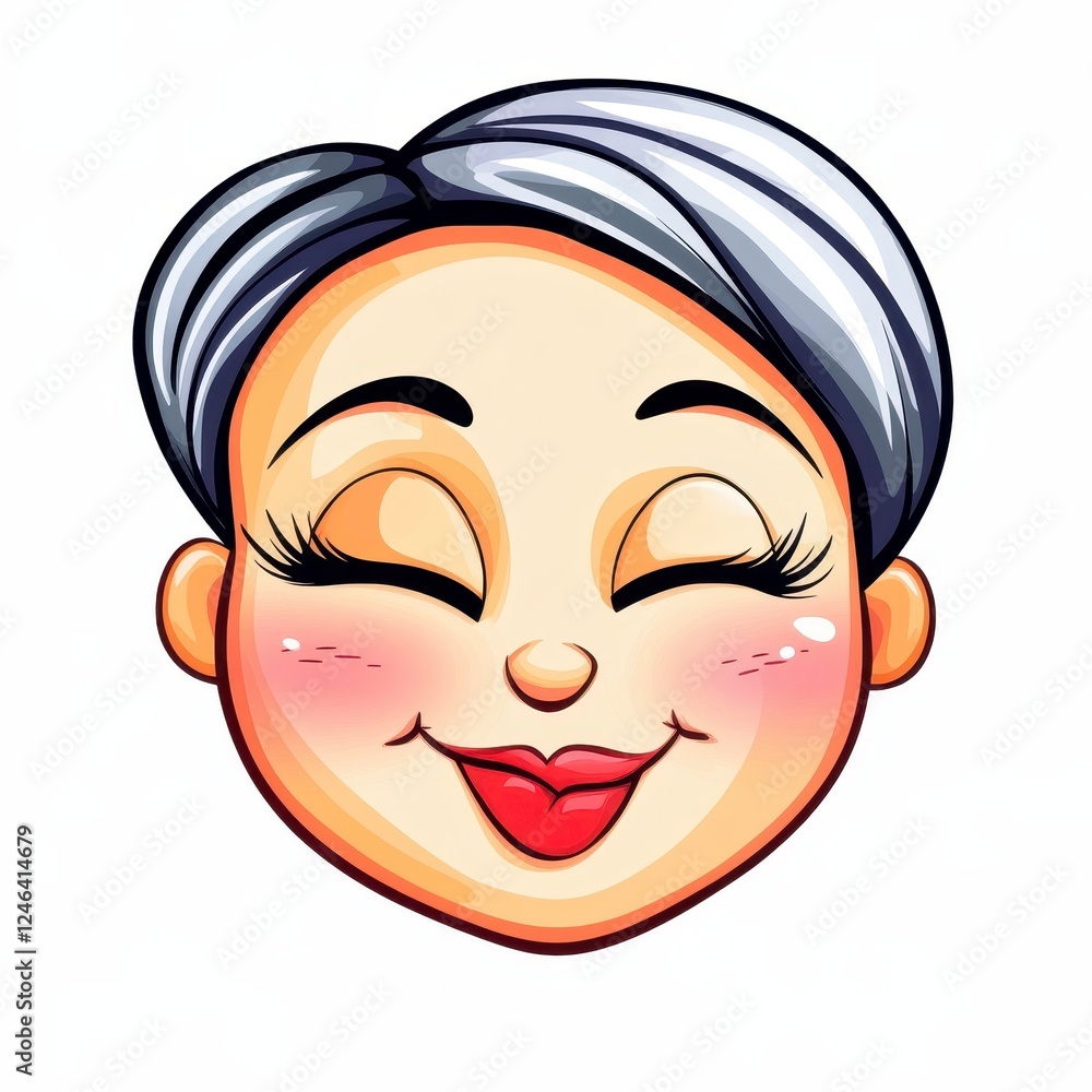Smiling Cartoon Face of Happy Elderly Woman with Grey Hair Smiling Cartoon Face of Happy Elderly Woman with Grey Hair