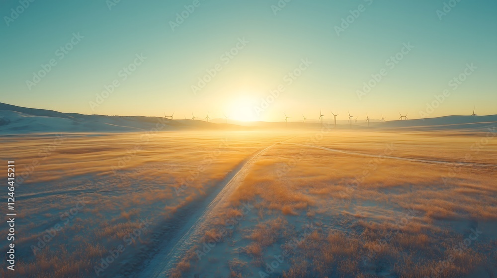Fototapeta premium Offshore Wind Turbines at Sunrise