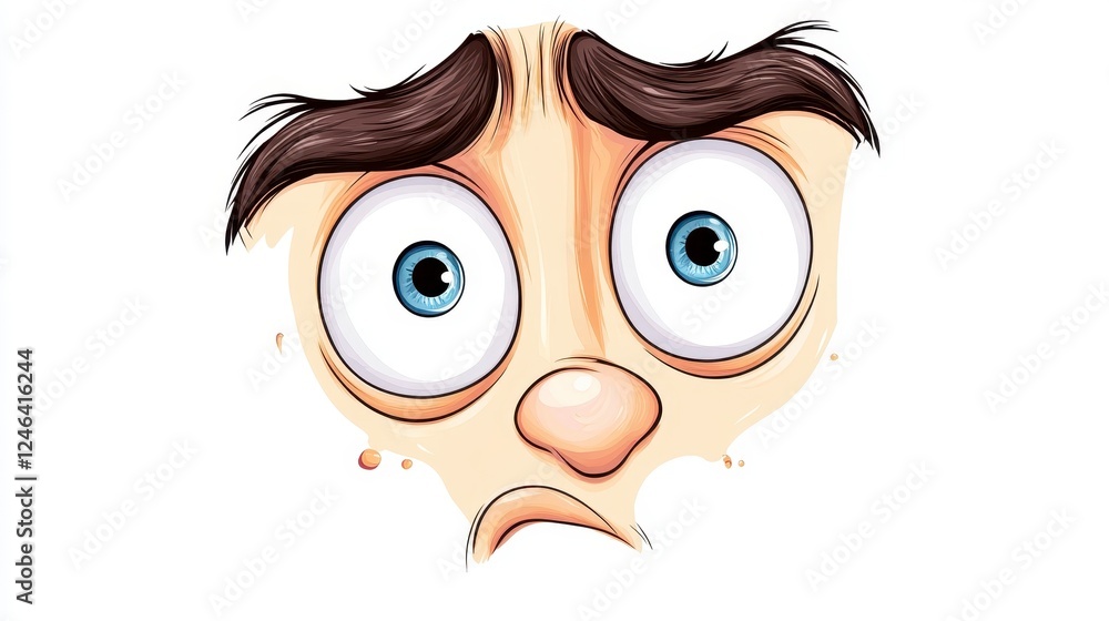 Surprised Cartoon Character with Big Eyes and Distressed Expression Surprised Cartoon Character with Big Eyes and Distressed Expression