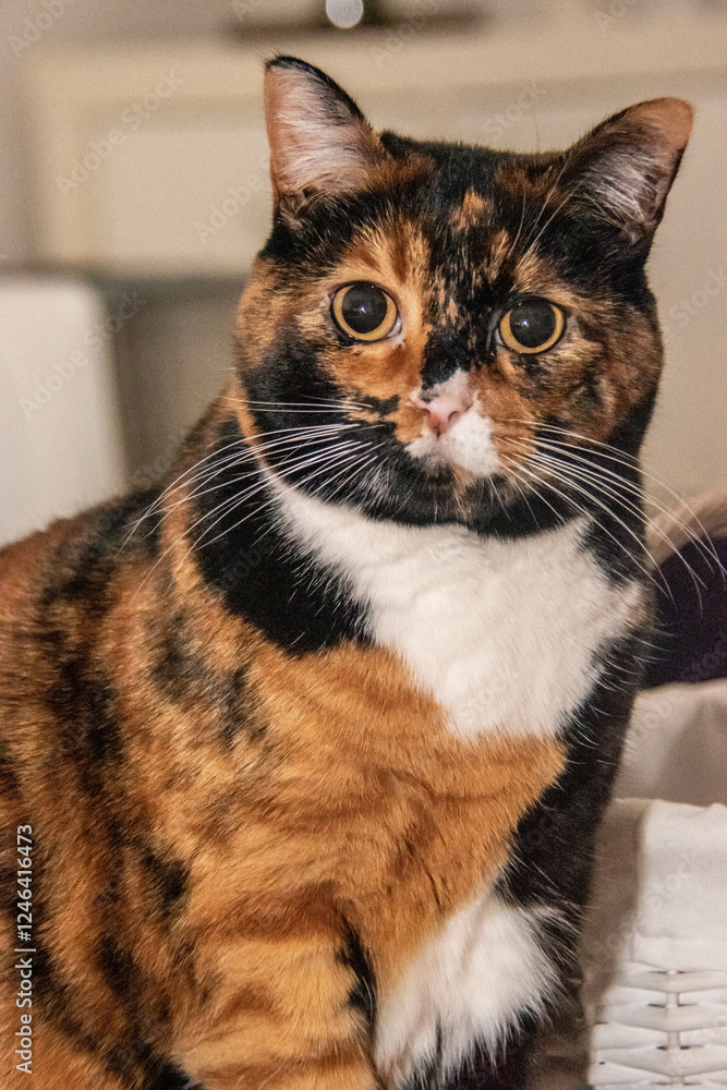 Fototapeta premium Gato calicó atigrado: una belleza en tres colores