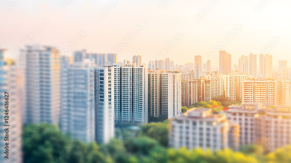 Fototapeta a miniature model cityscape with skyscrapers