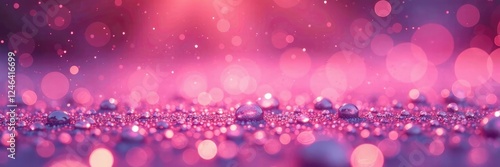 Sparkling pink water droplets on a frosted surface, mist, pink shower texture, water droplets photo