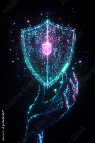 Digital Shield Protection Hand Cyber Security Network
