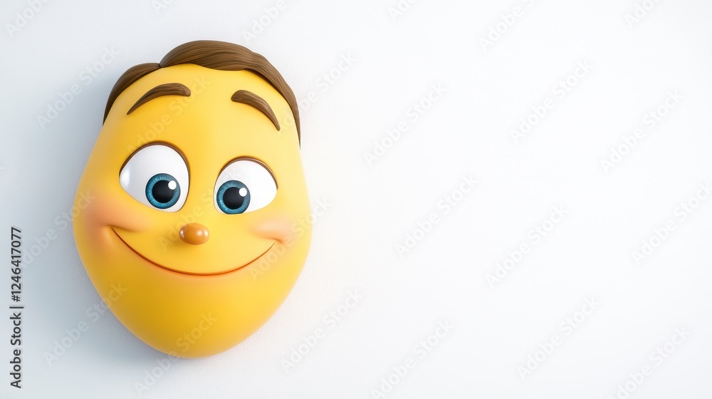 Fototapeta premium Smiling Cartoon Face with Cheerful Expression on Light Background