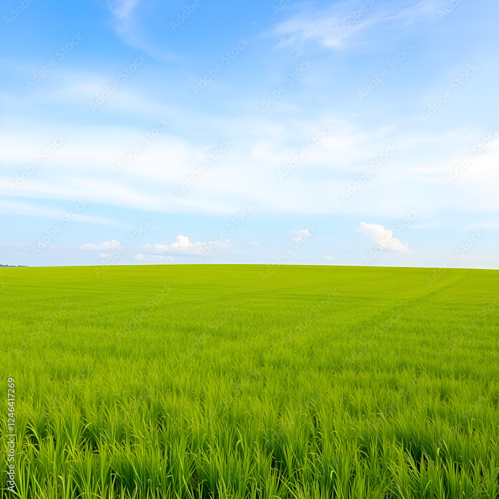 Obraz premium green field and blue sky