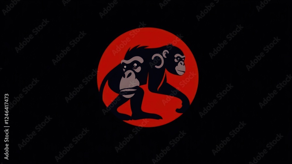 Chimpanzee or Simpanse minimalist icon logo. Chimpanzee or Simpanse minimalist icon logo.