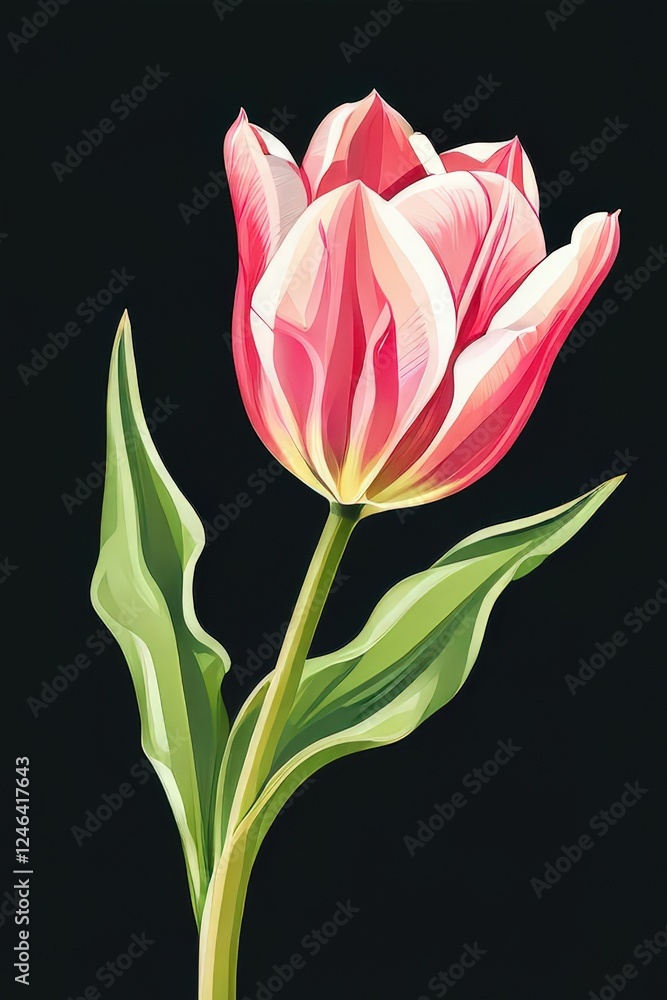 Fototapeta premium the AI Image Generator, Elegant Pink and White Tulip Bloom o